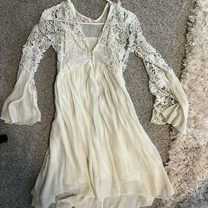 White lace embroidered flowy rebellion boho dress